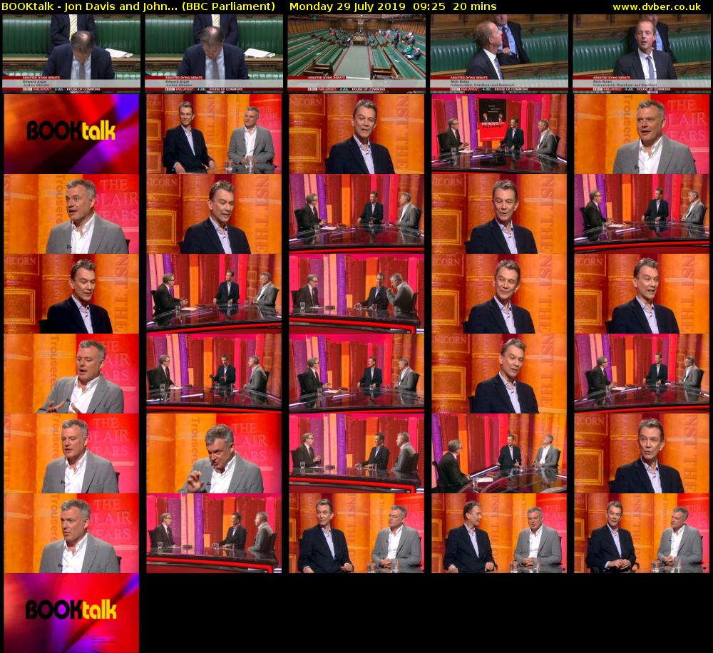 BOOKtalk - Jon Davis and John... (BBC Parliament) Monday 29 July 2019 09:25 - 09:45