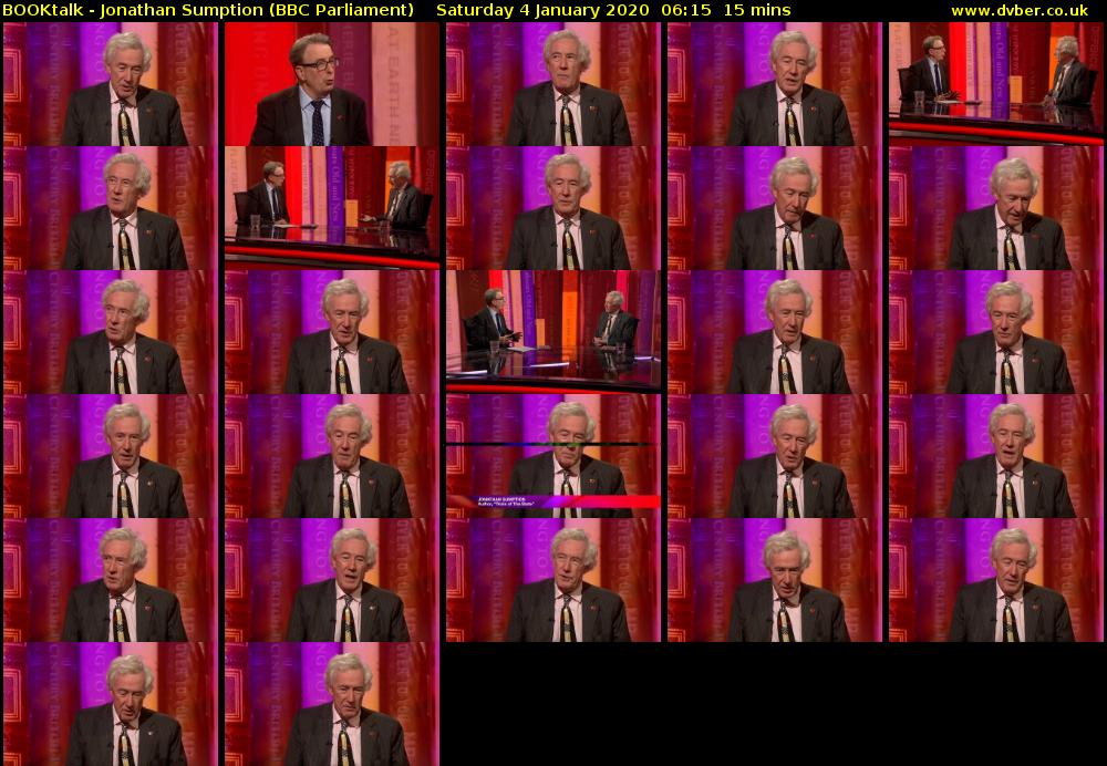 BOOKtalk - Jonathan Sumption (BBC Parliament) Saturday 4 January 2020 06:15 - 06:30