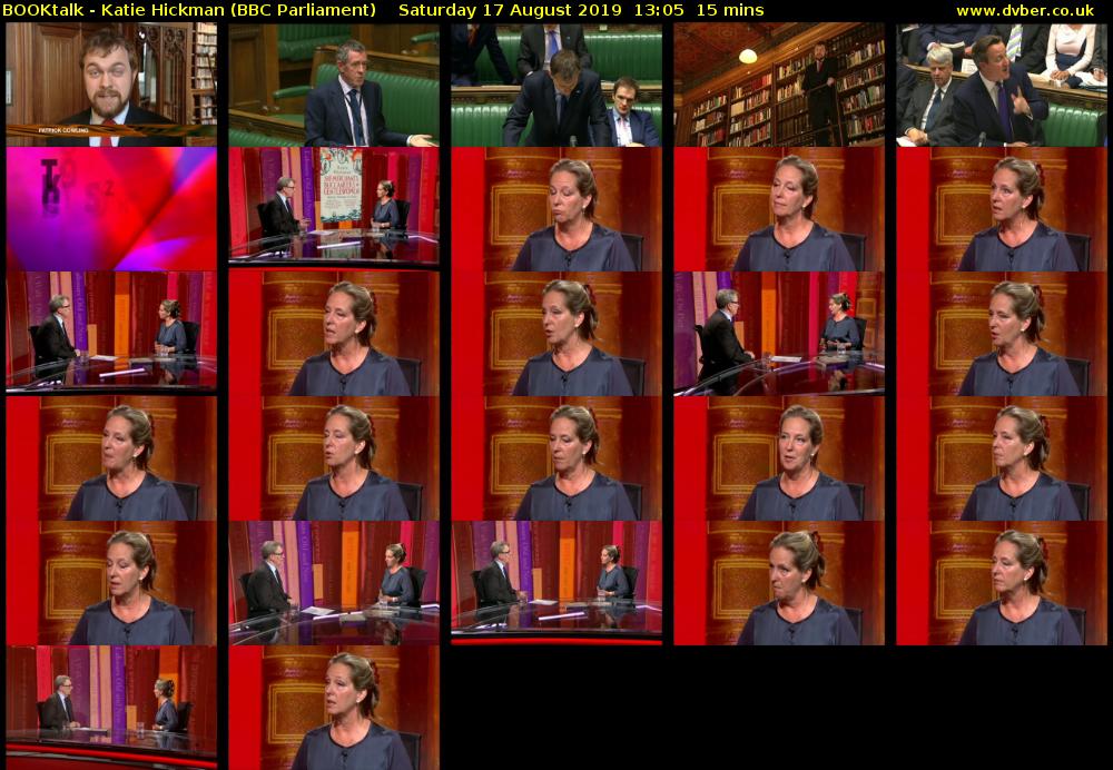 BOOKtalk - Katie Hickman (BBC Parliament) Saturday 17 August 2019 13:05 - 13:20