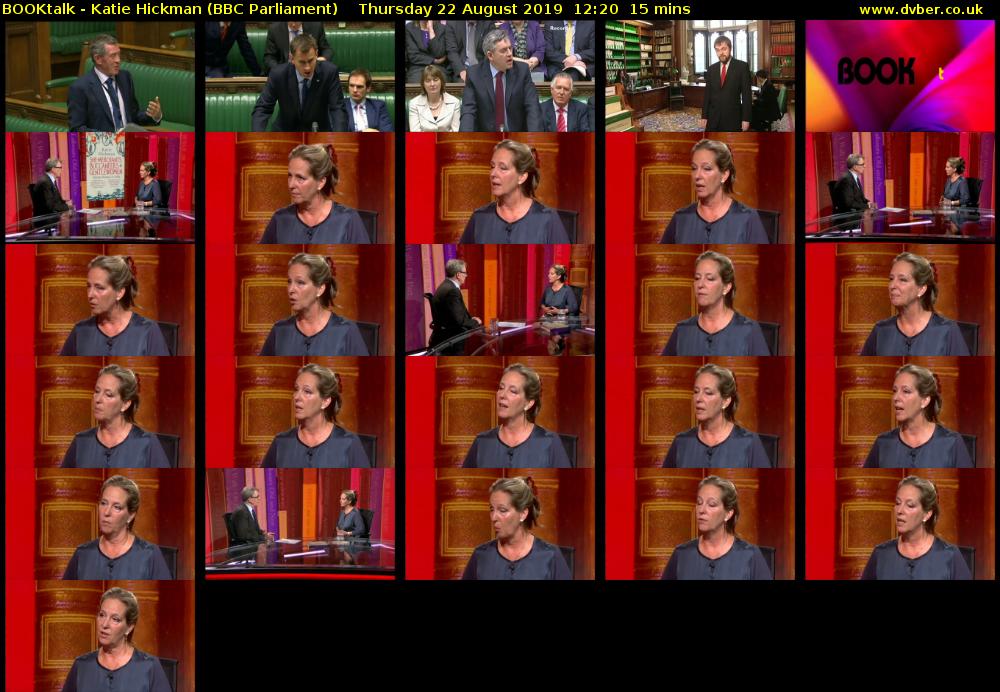 BOOKtalk - Katie Hickman (BBC Parliament) Thursday 22 August 2019 12:20 - 12:35