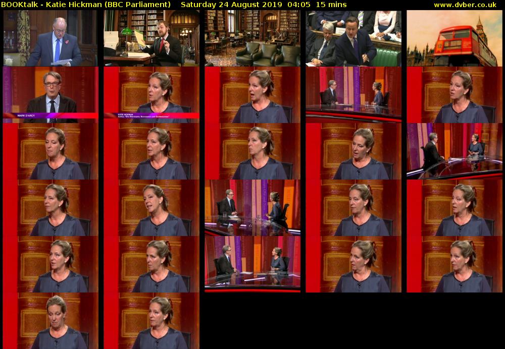 BOOKtalk - Katie Hickman (BBC Parliament) Saturday 24 August 2019 04:05 - 04:20
