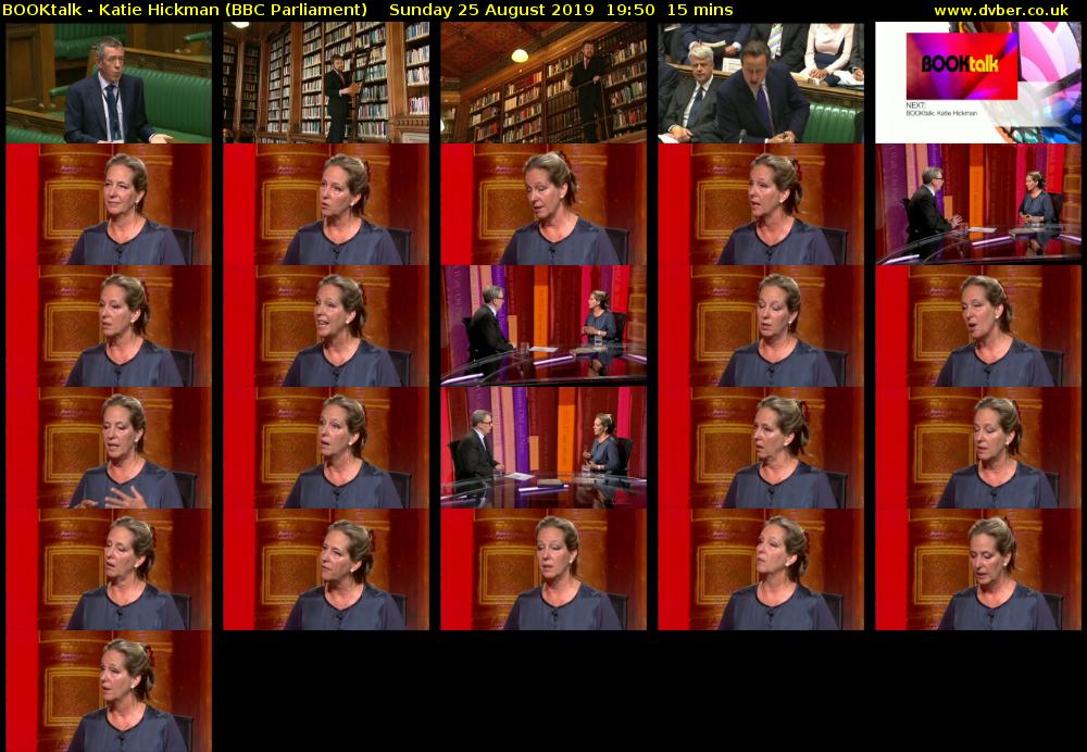 BOOKtalk - Katie Hickman (BBC Parliament) Sunday 25 August 2019 19:50 - 20:05