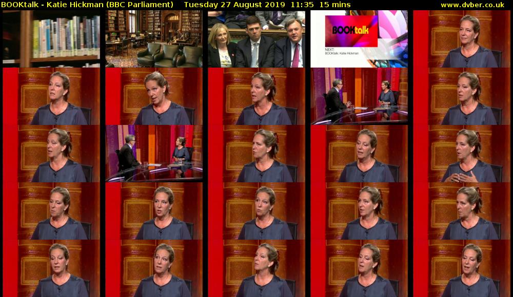 BOOKtalk - Katie Hickman (BBC Parliament) Tuesday 27 August 2019 11:35 - 11:50