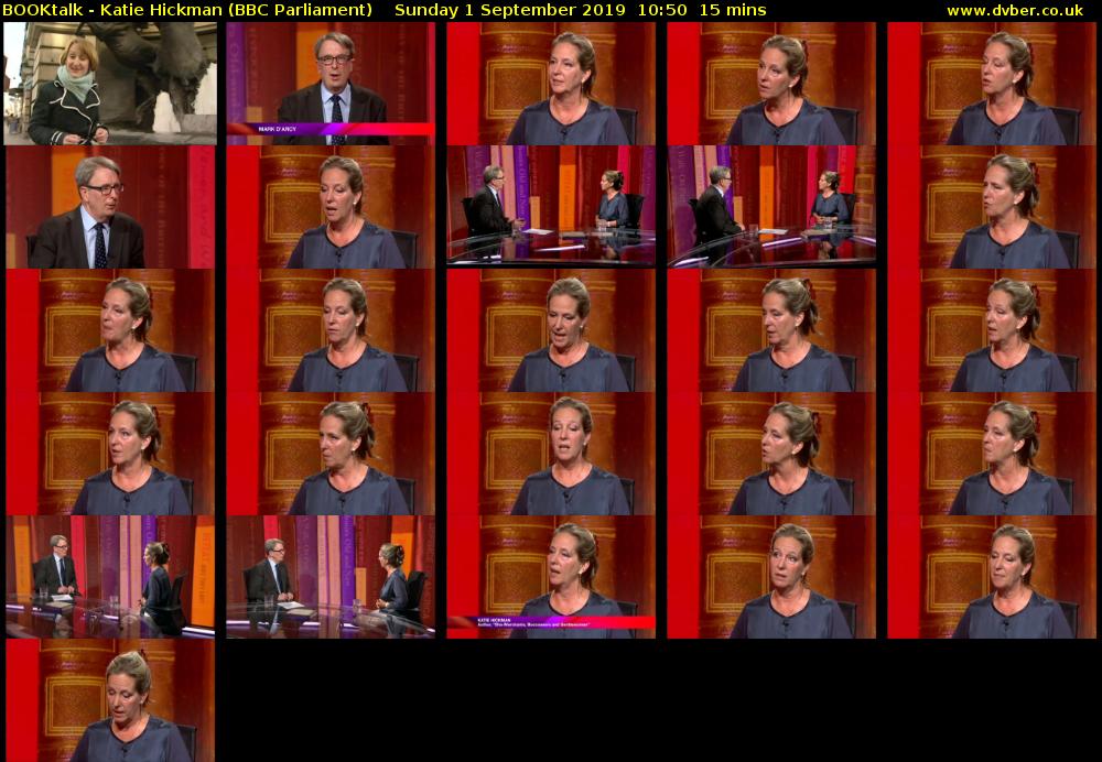 BOOKtalk - Katie Hickman (BBC Parliament) Sunday 1 September 2019 10:50 - 11:05