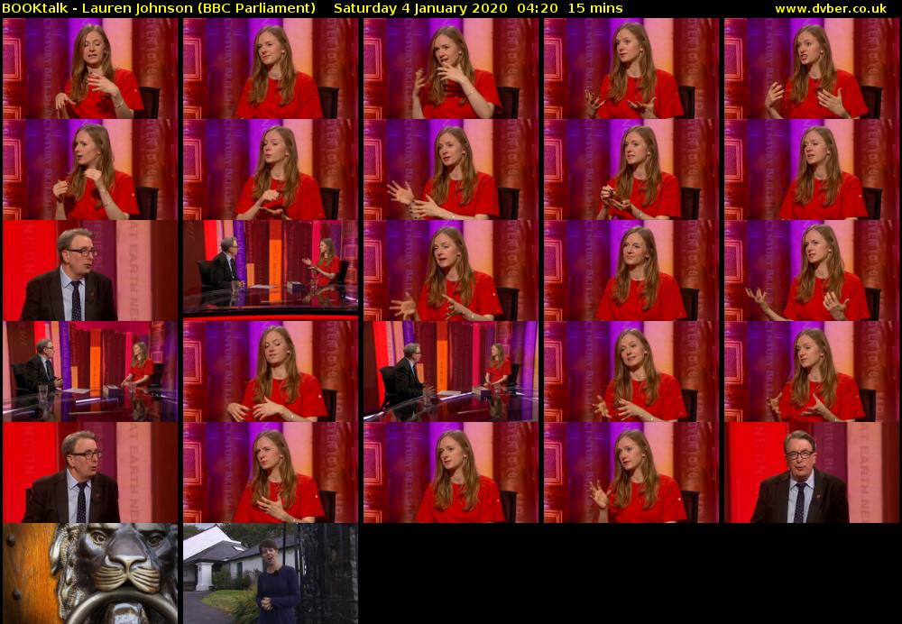 BOOKtalk - Lauren Johnson (BBC Parliament) Saturday 4 January 2020 04:20 - 04:35