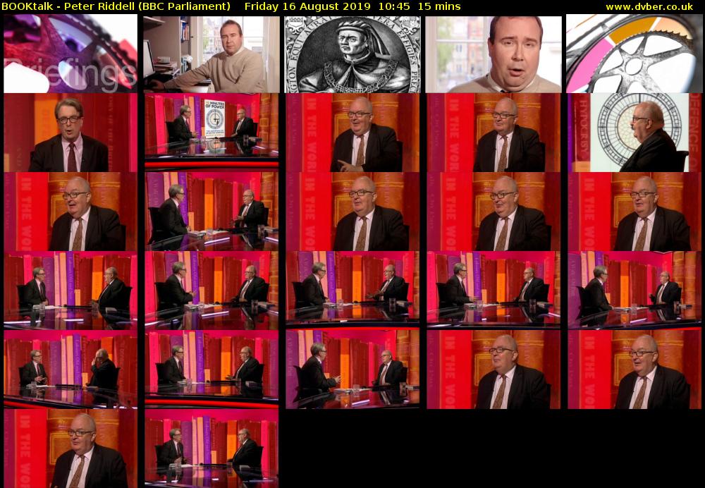 BOOKtalk - Peter Riddell (BBC Parliament) Friday 16 August 2019 10:45 - 11:00