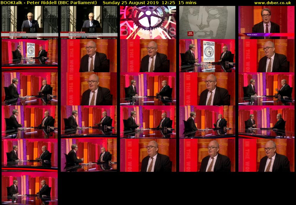 BOOKtalk - Peter Riddell (BBC Parliament) Sunday 25 August 2019 12:25 - 12:40