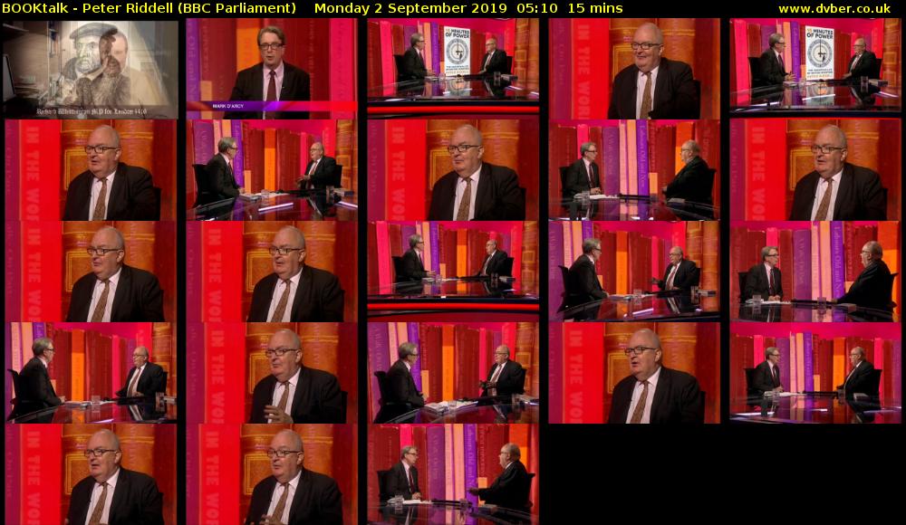 BOOKtalk - Peter Riddell (BBC Parliament) Monday 2 September 2019 05:10 - 05:25