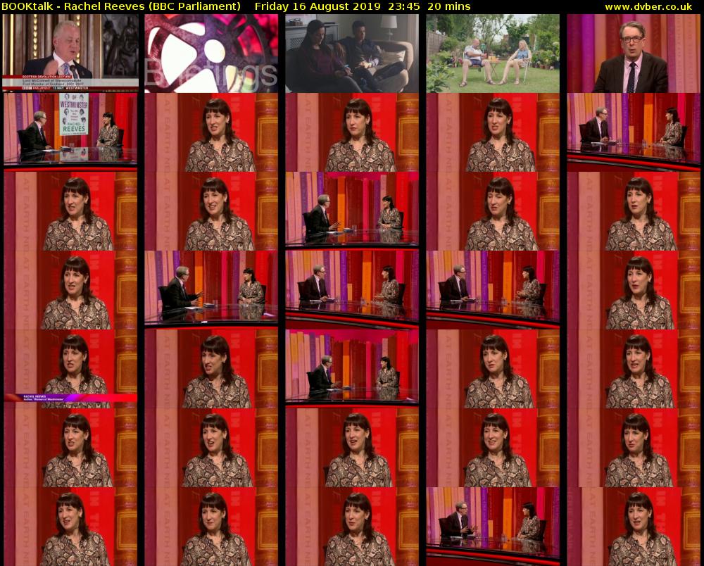 BOOKtalk - Rachel Reeves (BBC Parliament) Friday 16 August 2019 23:45 - 00:05