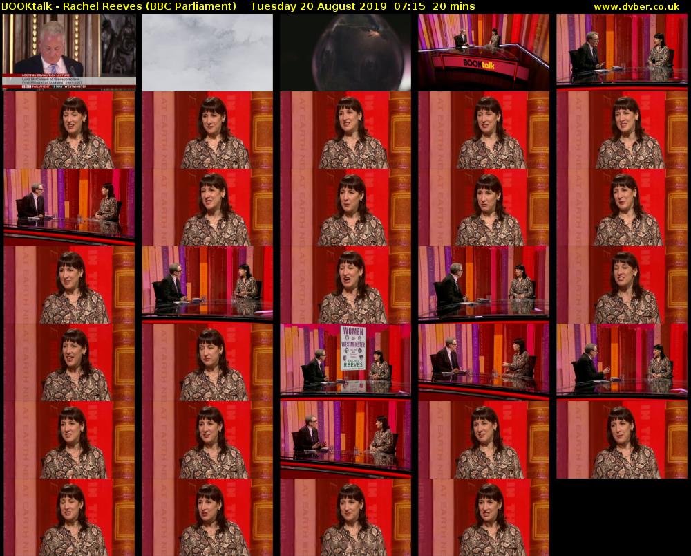 BOOKtalk - Rachel Reeves (BBC Parliament) Tuesday 20 August 2019 07:15 - 07:35