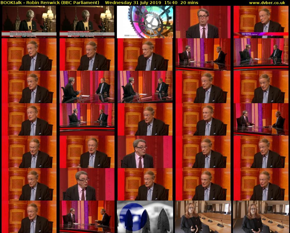BOOKtalk - Robin Renwick (BBC Parliament) Wednesday 31 July 2019 15:40 - 16:00