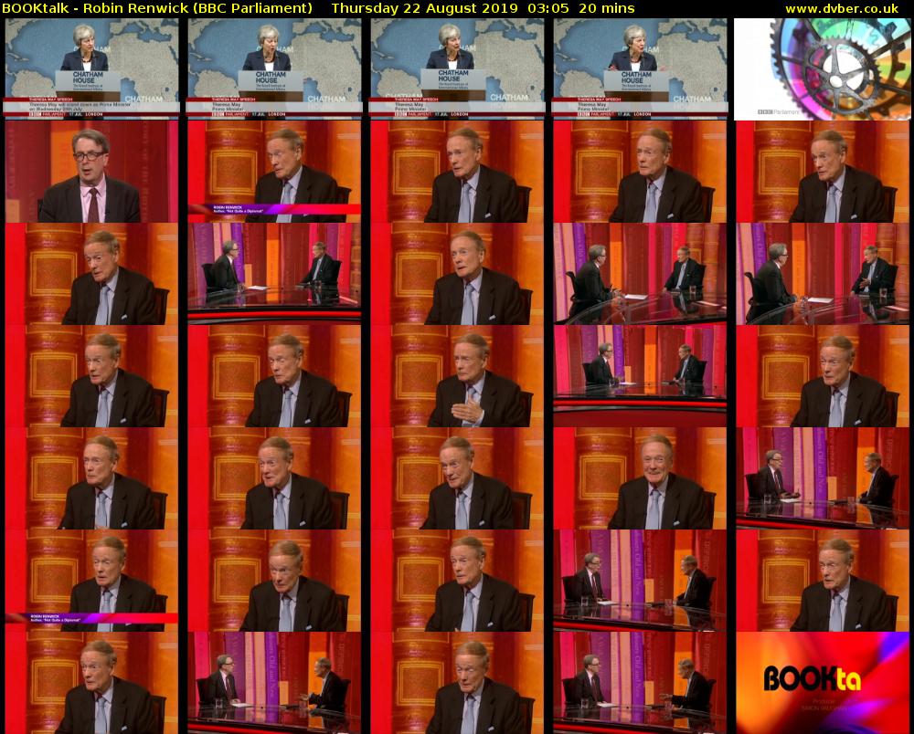 BOOKtalk - Robin Renwick (BBC Parliament) Thursday 22 August 2019 03:05 - 03:25