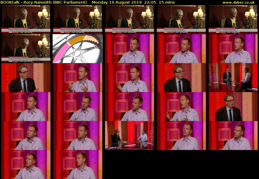 BOOKtalk - Rory Naismith (BBC Parliament) Monday 19 August 2019 22:05 - 22:20