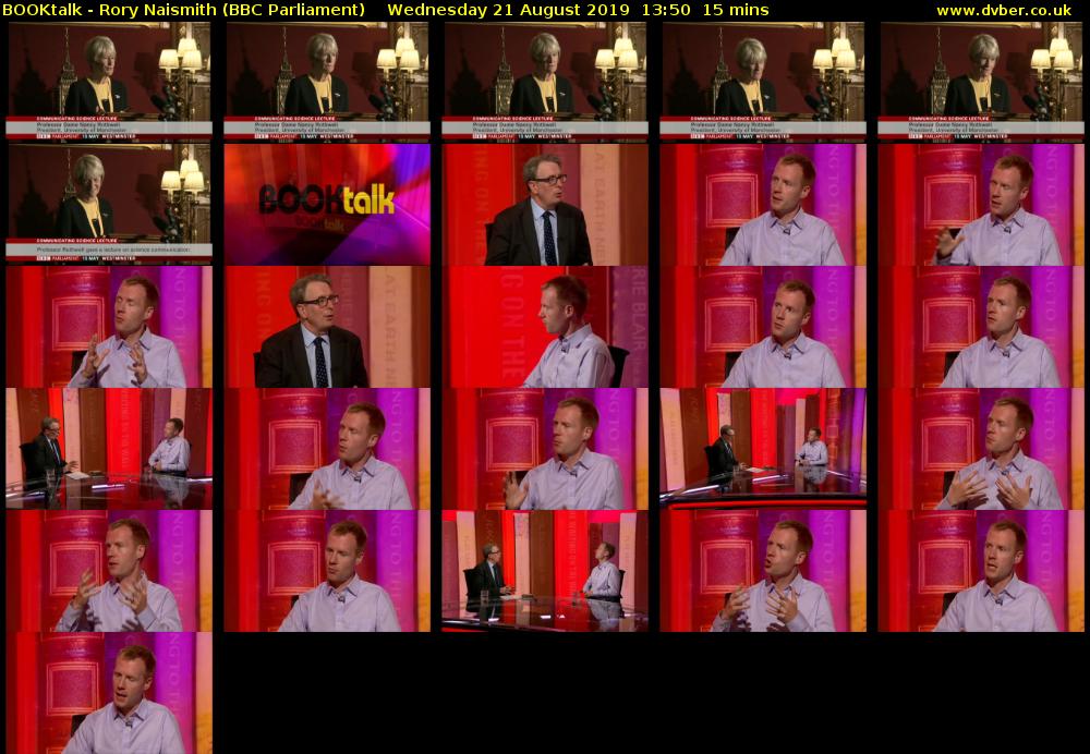 BOOKtalk - Rory Naismith (BBC Parliament) Wednesday 21 August 2019 13:50 - 14:05