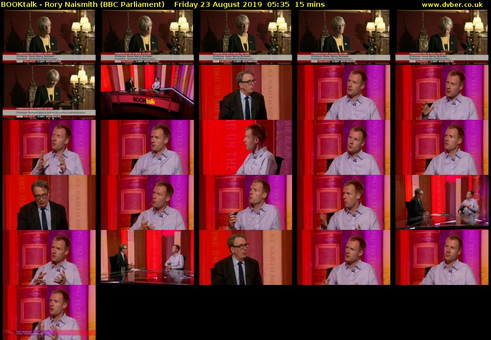 BOOKtalk - Rory Naismith (BBC Parliament) Friday 23 August 2019 05:35 - 05:50