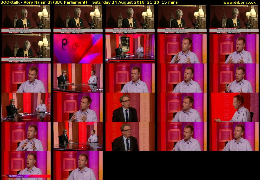 BOOKtalk - Rory Naismith (BBC Parliament) Saturday 24 August 2019 21:20 - 21:35