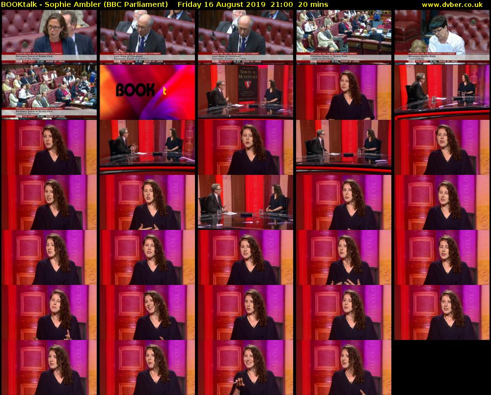 BOOKtalk - Sophie Ambler (BBC Parliament) Friday 16 August 2019 21:00 - 21:20