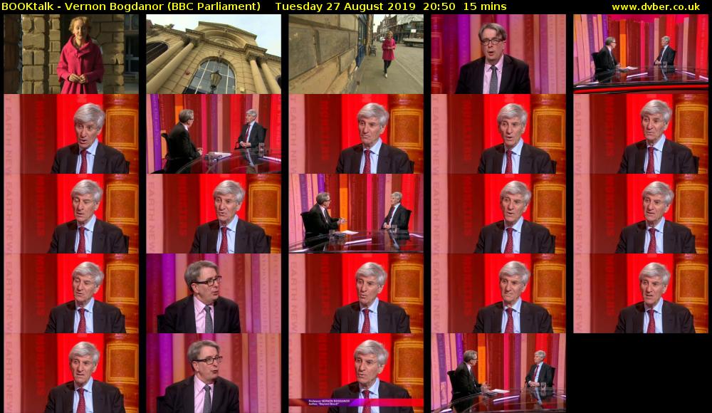 BOOKtalk - Vernon Bogdanor (BBC Parliament) Tuesday 27 August 2019 20:50 - 21:05