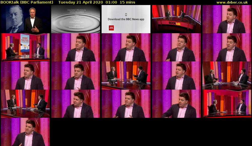 BOOKtalk (BBC Parliament) Tuesday 21 April 2020 01:00 - 01:15