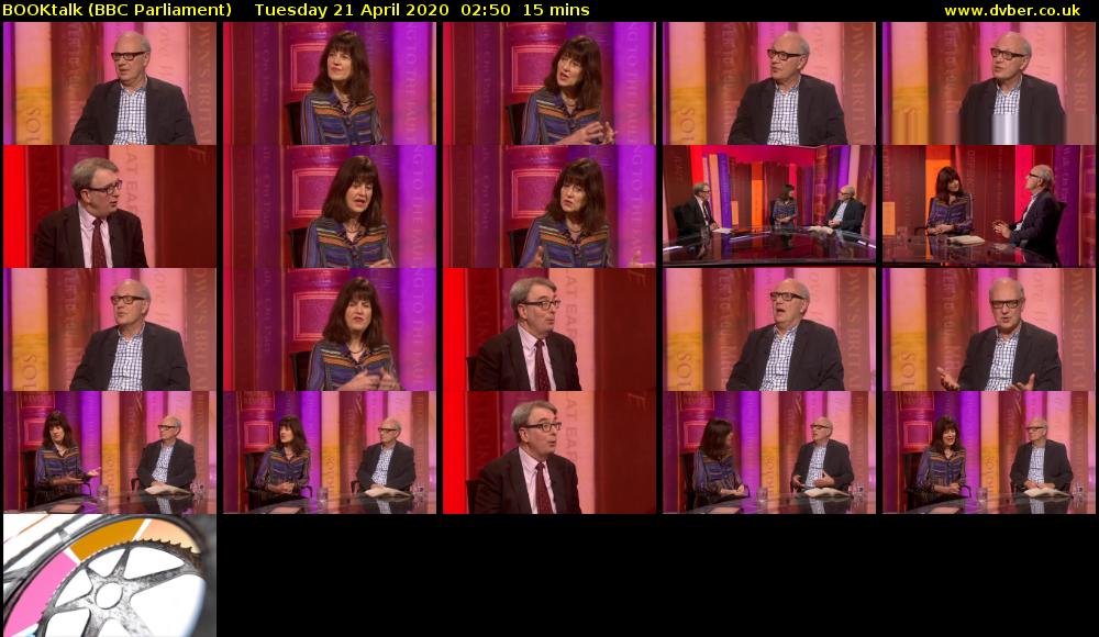 BOOKtalk (BBC Parliament) Tuesday 21 April 2020 02:50 - 03:05