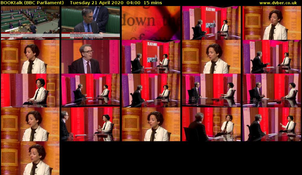 BOOKtalk (BBC Parliament) Tuesday 21 April 2020 04:00 - 04:15