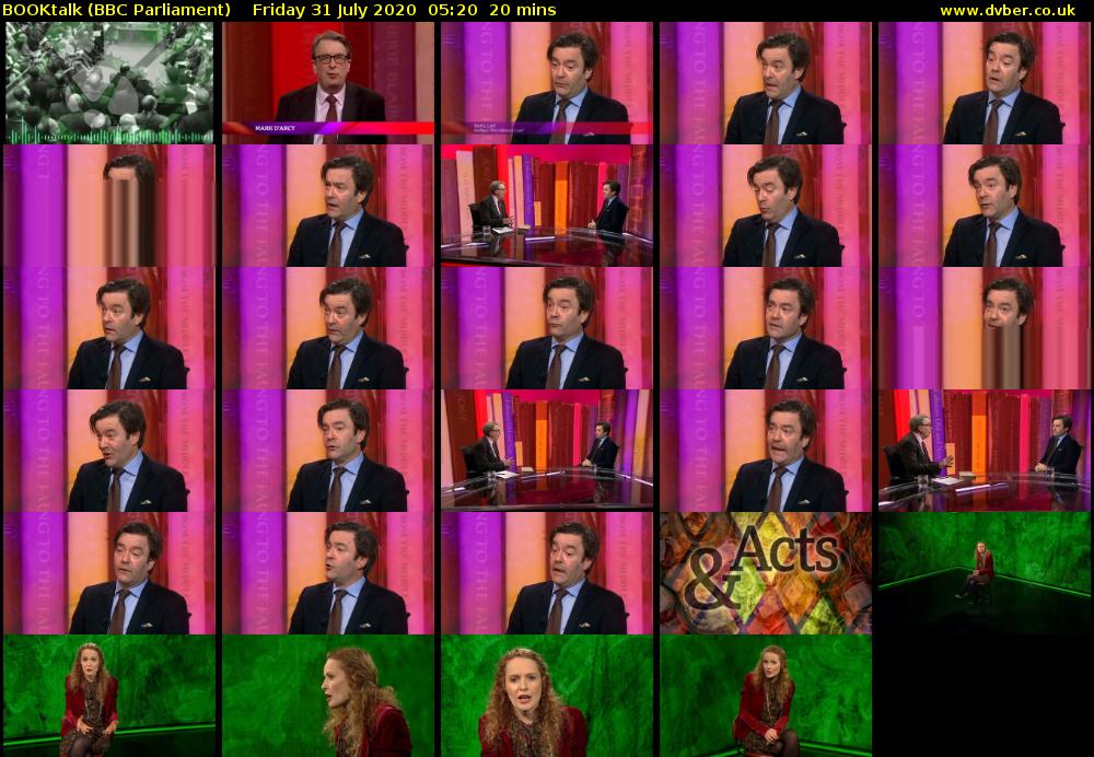 BOOKtalk (BBC Parliament) Friday 31 July 2020 05:20 - 05:40