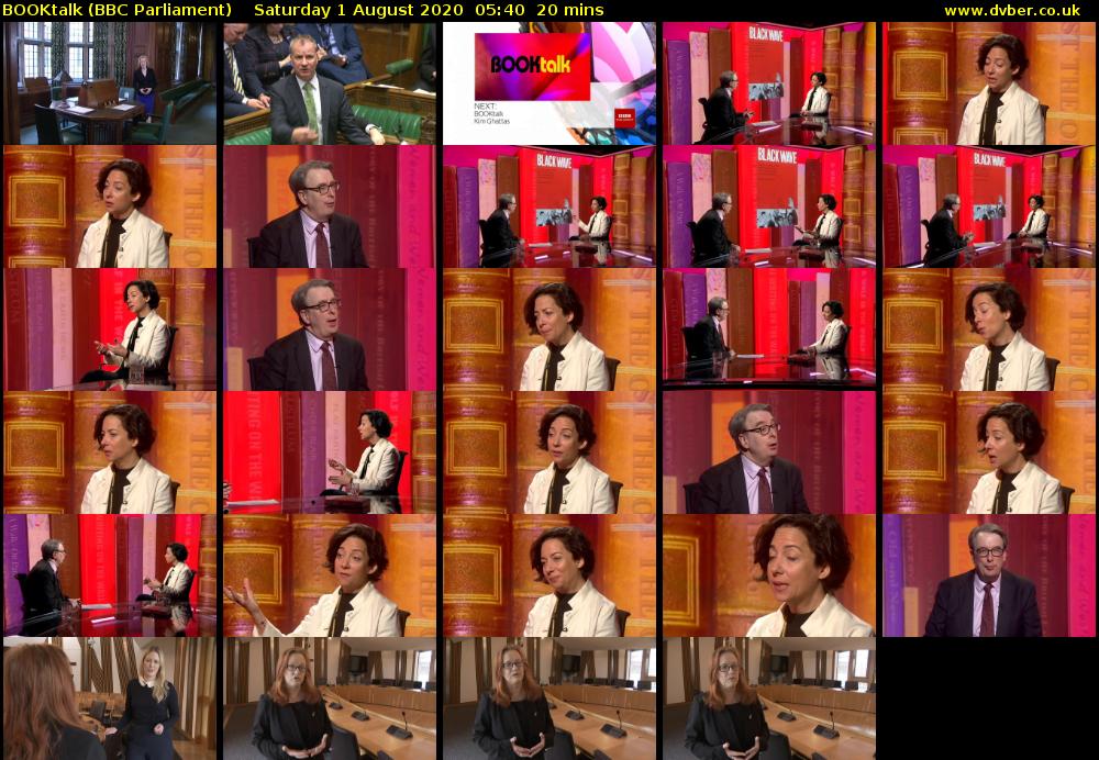 BOOKtalk (BBC Parliament) Saturday 1 August 2020 05:40 - 06:00