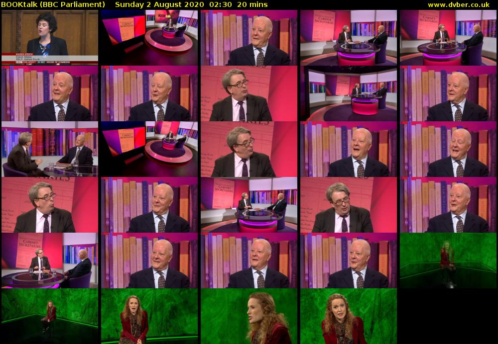 BOOKtalk (BBC Parliament) Sunday 2 August 2020 02:30 - 02:50