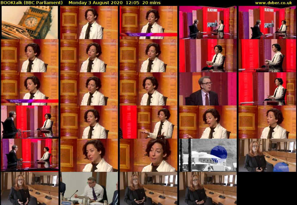 BOOKtalk (BBC Parliament) Monday 3 August 2020 12:05 - 12:25
