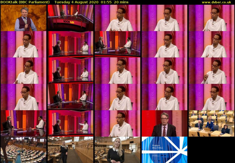 BOOKtalk (BBC Parliament) Tuesday 4 August 2020 01:55 - 02:15