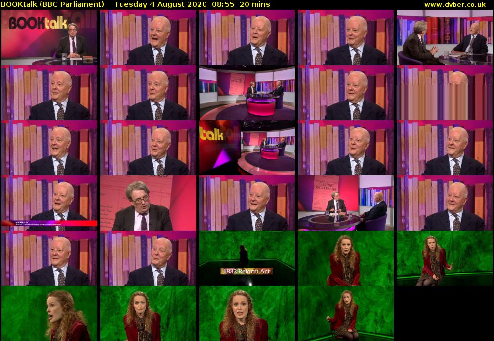 BOOKtalk (BBC Parliament) Tuesday 4 August 2020 08:55 - 09:15