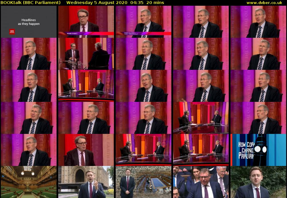 BOOKtalk (BBC Parliament) Wednesday 5 August 2020 04:35 - 04:55