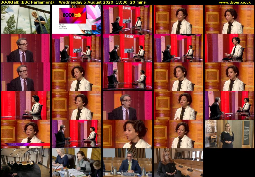 BOOKtalk (BBC Parliament) Wednesday 5 August 2020 18:30 - 18:50