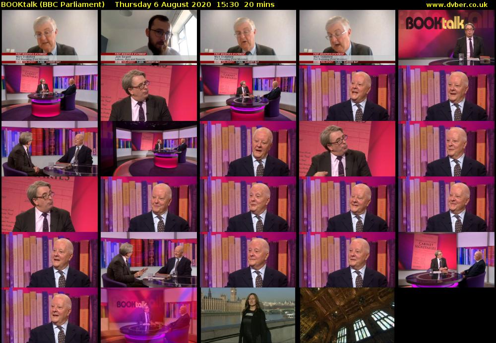 BOOKtalk (BBC Parliament) Thursday 6 August 2020 15:30 - 15:50