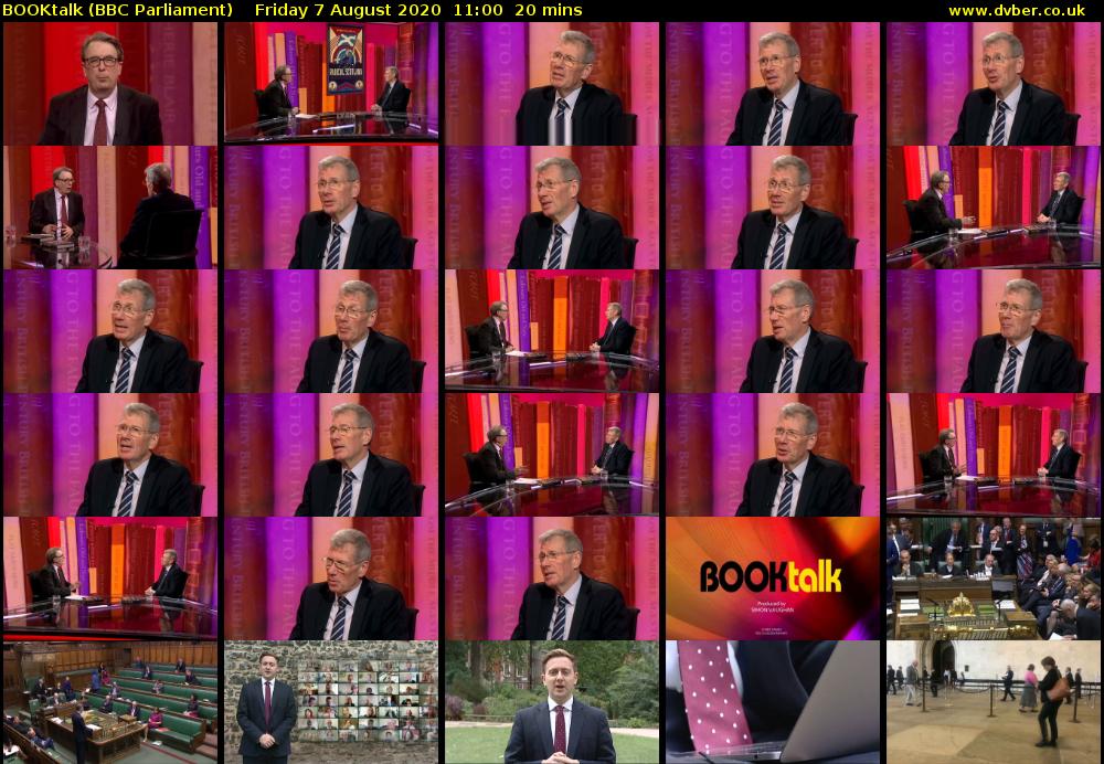 BOOKtalk (BBC Parliament) Friday 7 August 2020 11:00 - 11:20