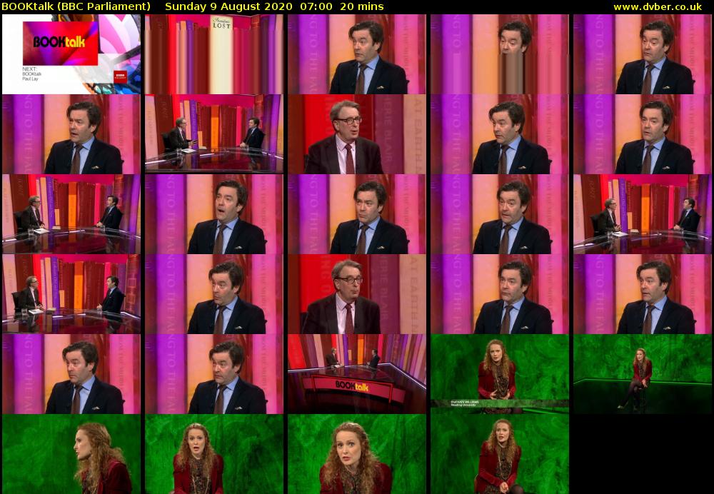 BOOKtalk (BBC Parliament) Sunday 9 August 2020 07:00 - 07:20