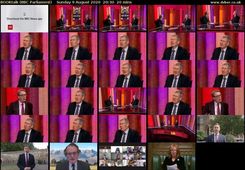 BOOKtalk (BBC Parliament) Sunday 9 August 2020 20:30 - 20:50