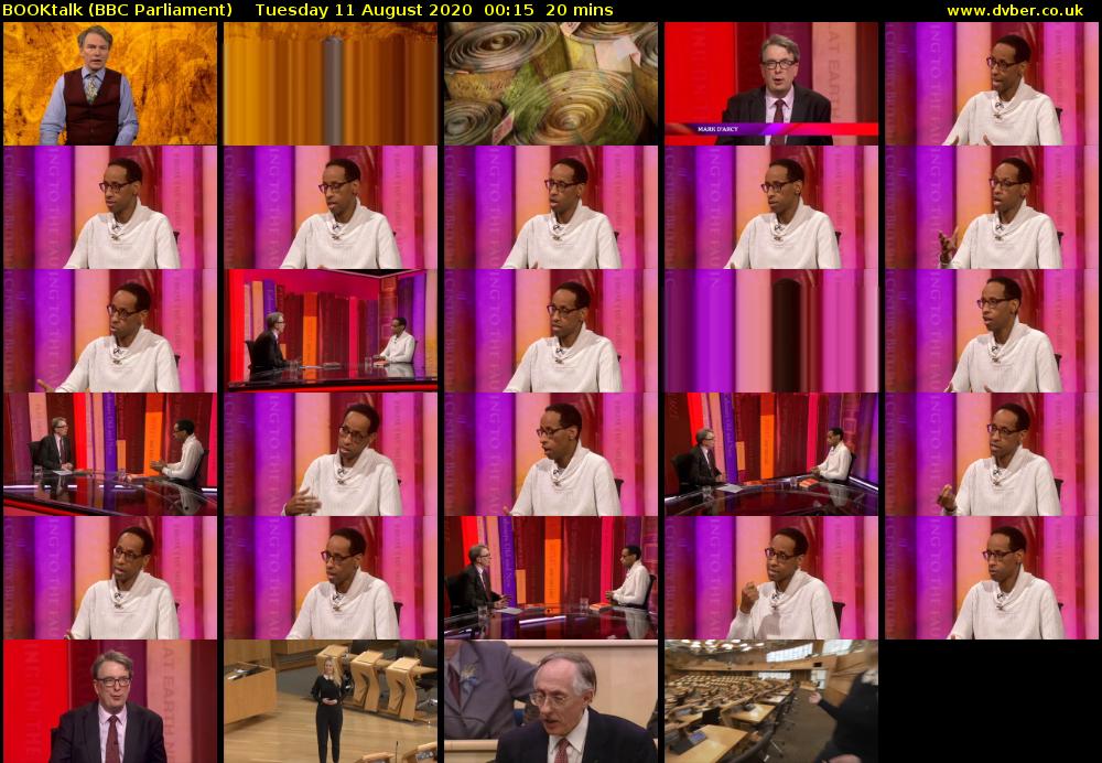 BOOKtalk (BBC Parliament) Tuesday 11 August 2020 00:15 - 00:35
