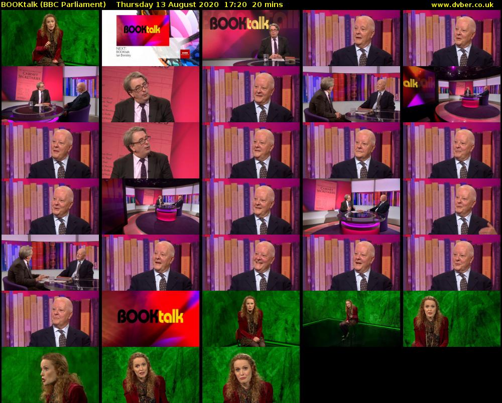 BOOKtalk (BBC Parliament) Thursday 13 August 2020 17:20 - 17:40