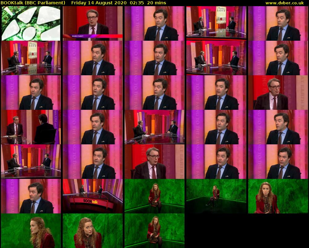 BOOKtalk (BBC Parliament) Friday 14 August 2020 02:35 - 02:55