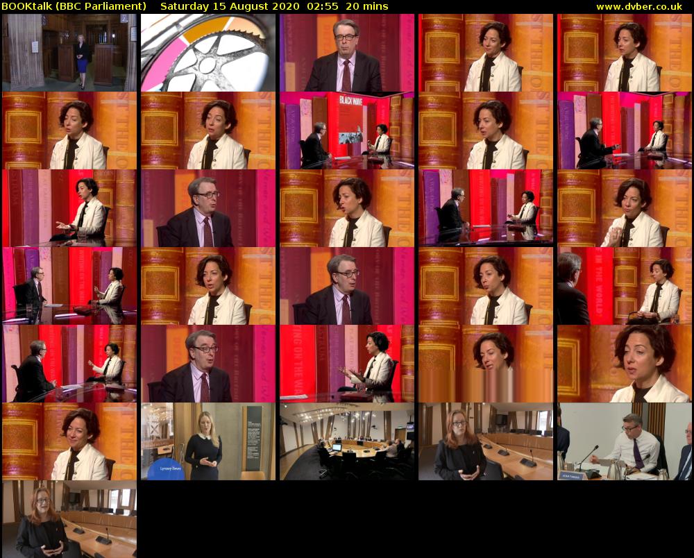 BOOKtalk (BBC Parliament) Saturday 15 August 2020 02:55 - 03:15