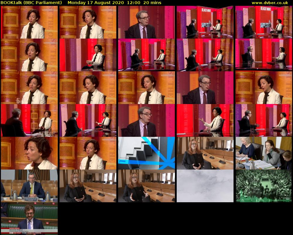 BOOKtalk (BBC Parliament) Monday 17 August 2020 12:00 - 12:20