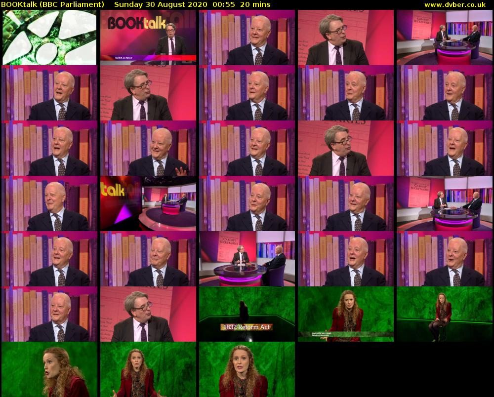 BOOKtalk (BBC Parliament) Sunday 30 August 2020 00:55 - 01:15