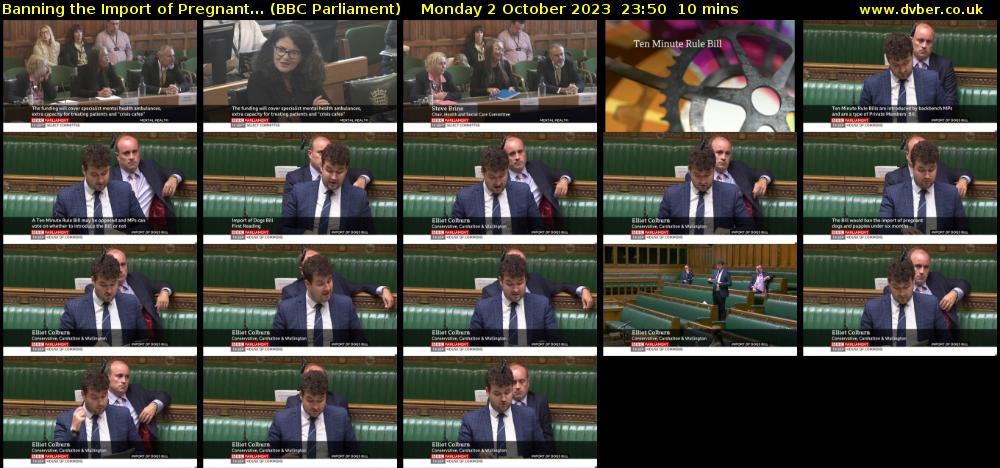 Banning the Import of Pregnant... (BBC Parliament) Monday 2 October 2023 23:50 - 00:00