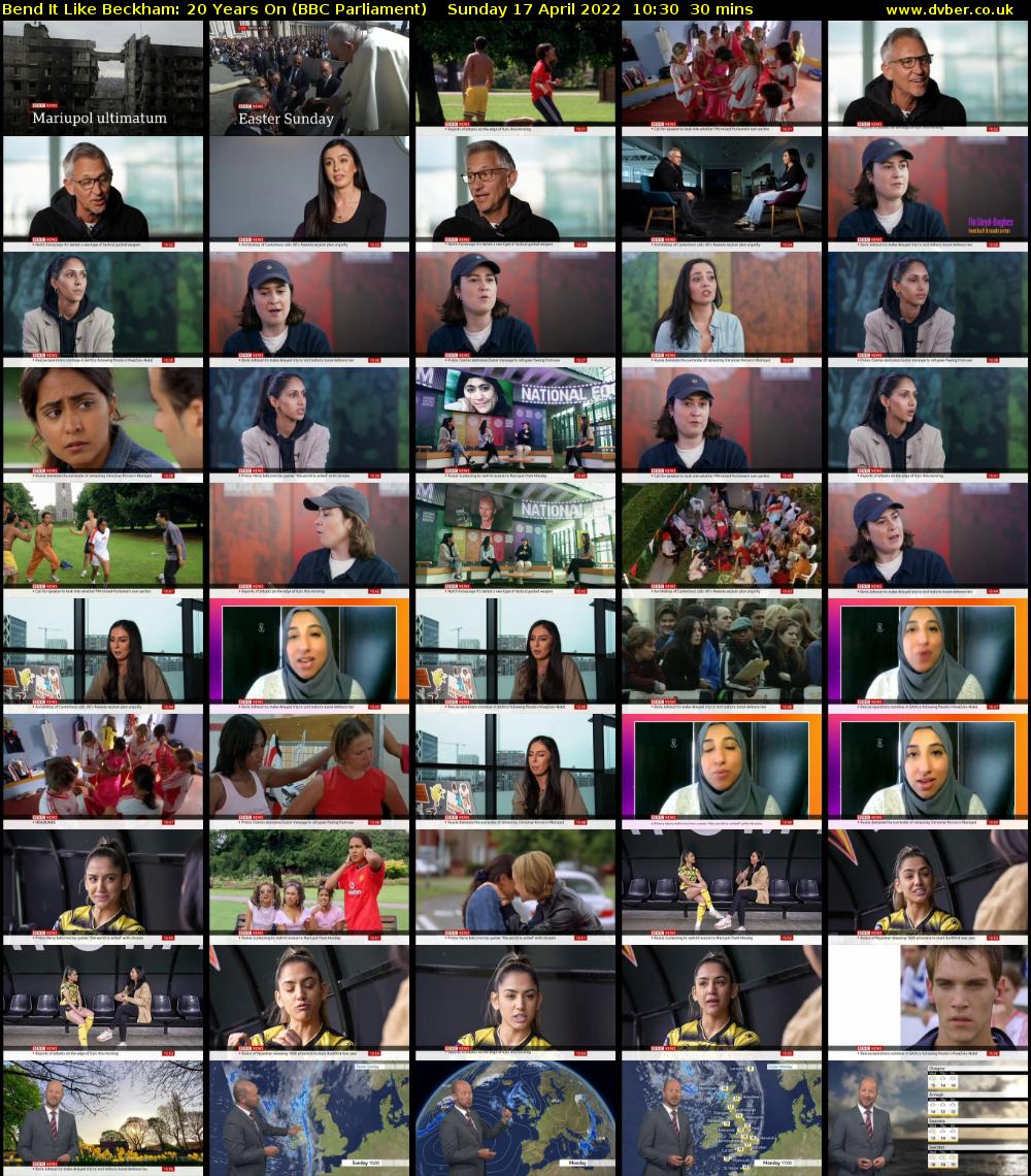 Bend It Like Beckham: 20 Years On (BBC Parliament) Sunday 17 April 2022 10:30 - 11:00