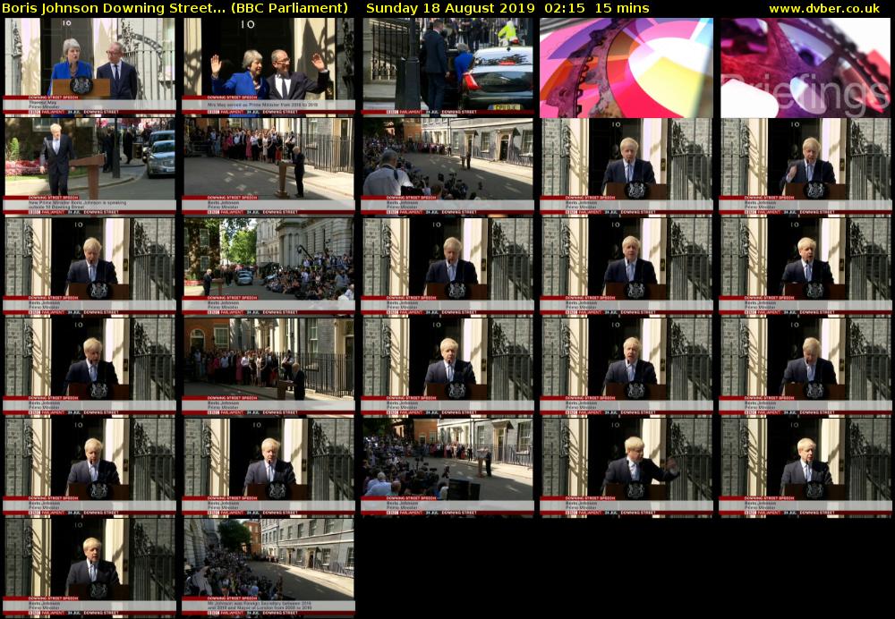 Boris Johnson Downing Street... (BBC Parliament) Sunday 18 August 2019 02:15 - 02:30