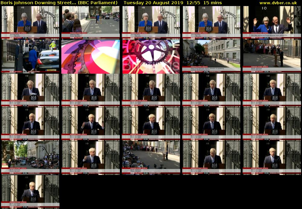 Boris Johnson Downing Street... (BBC Parliament) Tuesday 20 August 2019 12:55 - 13:10