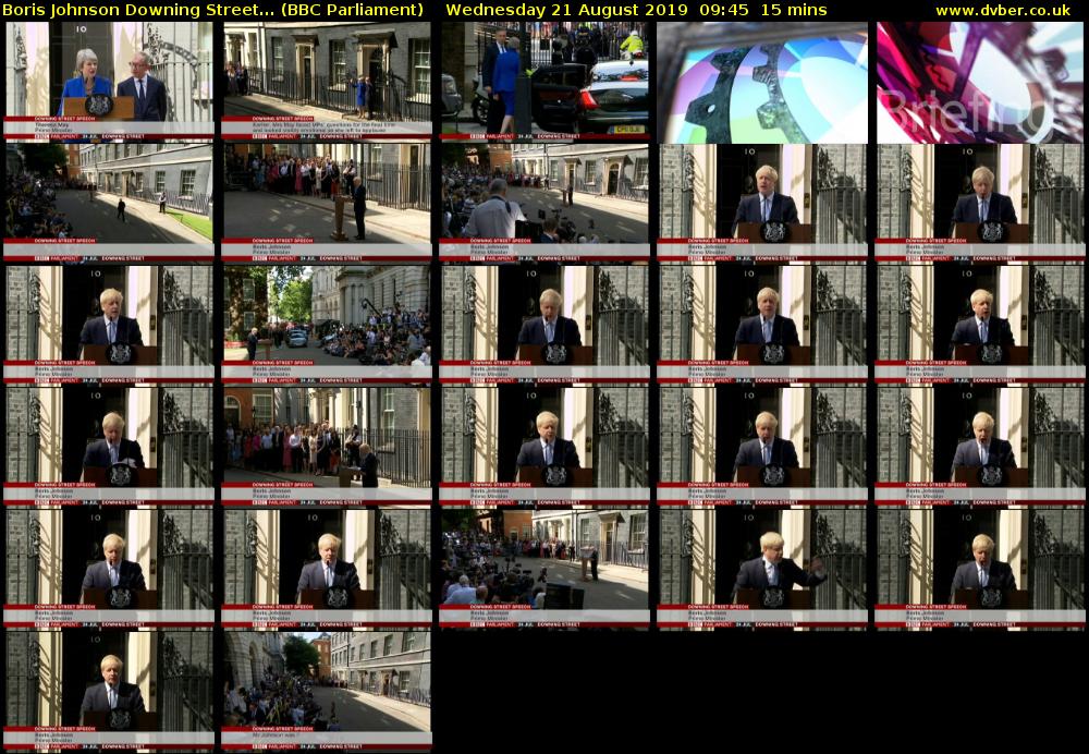 Boris Johnson Downing Street... (BBC Parliament) Wednesday 21 August 2019 09:45 - 10:00