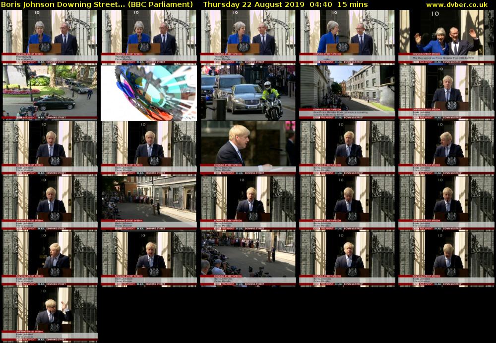 Boris Johnson Downing Street... (BBC Parliament) Thursday 22 August 2019 04:40 - 04:55