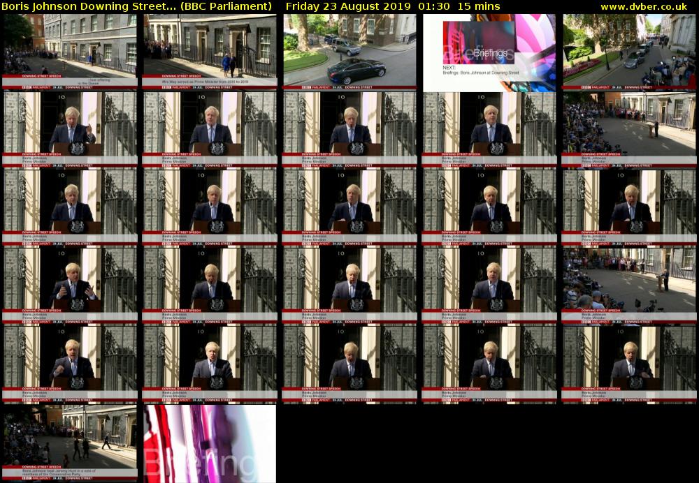 Boris Johnson Downing Street... (BBC Parliament) Friday 23 August 2019 01:30 - 01:45